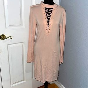 Peachy light pink long sleeve dress